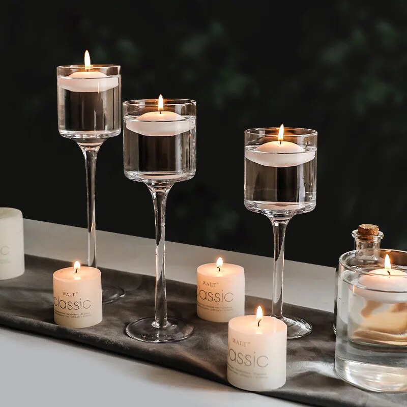 Set of 3 Clear Glass Pillar Candleholders Lilly & Lula