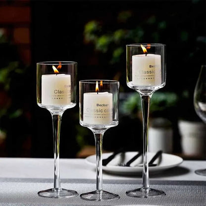 Set of 3 Clear Glass Pillar Candleholders Lilly & Lula