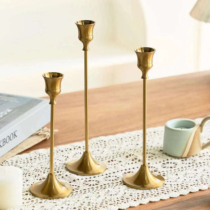 Set of 3 Decorative Candlestick Holders - Bronze, Gold, Rose Gold & Silver Lilly & Lula