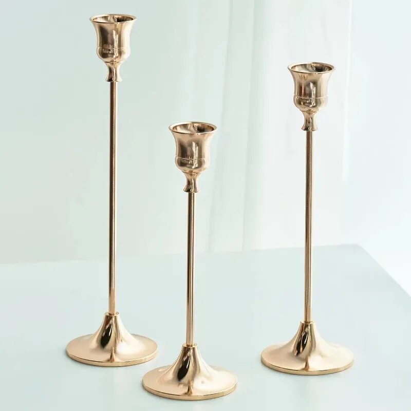 Set of 3 Decorative Candlestick Holders - Bronze, Gold, Rose Gold & Silver Lilly & Lula