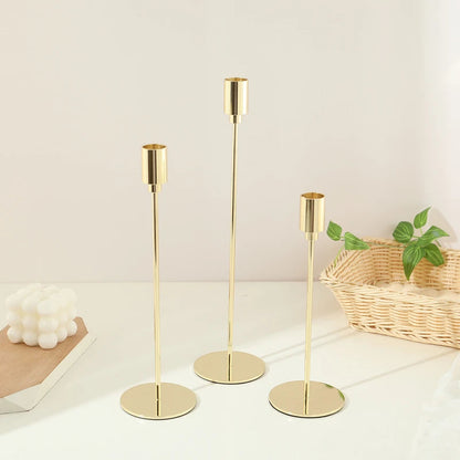 Set of 3 Modern Decorative Candlestick Holders - Gold, Rose Gold & Black Lilly & Lula