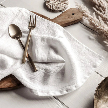 Set of 4 Large Traditional 100% Pure Linen Napkins - White, Beige, Blue, Grey & Brown Lilly & Lula