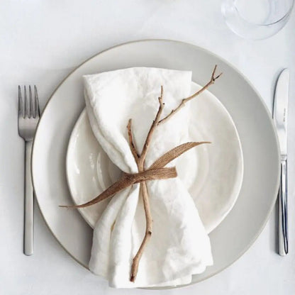 Set of 4 Large Traditional 100% Pure Linen Napkins - White, Beige, Blue, Grey & Brown Lilly & Lula