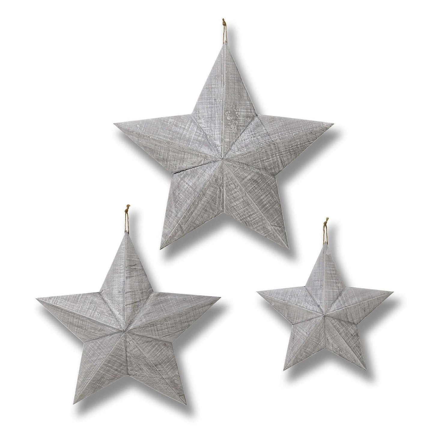 Set of Three Grey Wooden Stars Lilly & Lula