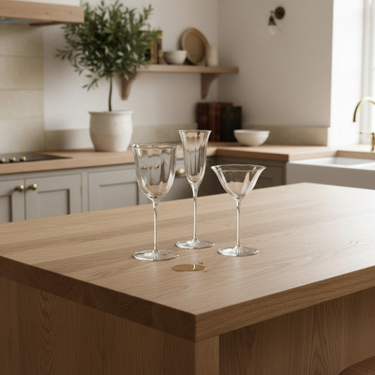 Set of 2, 4 & 6 Handmade Ripple Flower Inspired Wine, Cocktail & Flute Glasses