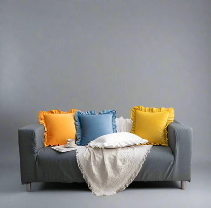 Decadent Velvet Cushion Covers with Ruffle - 16 Colours