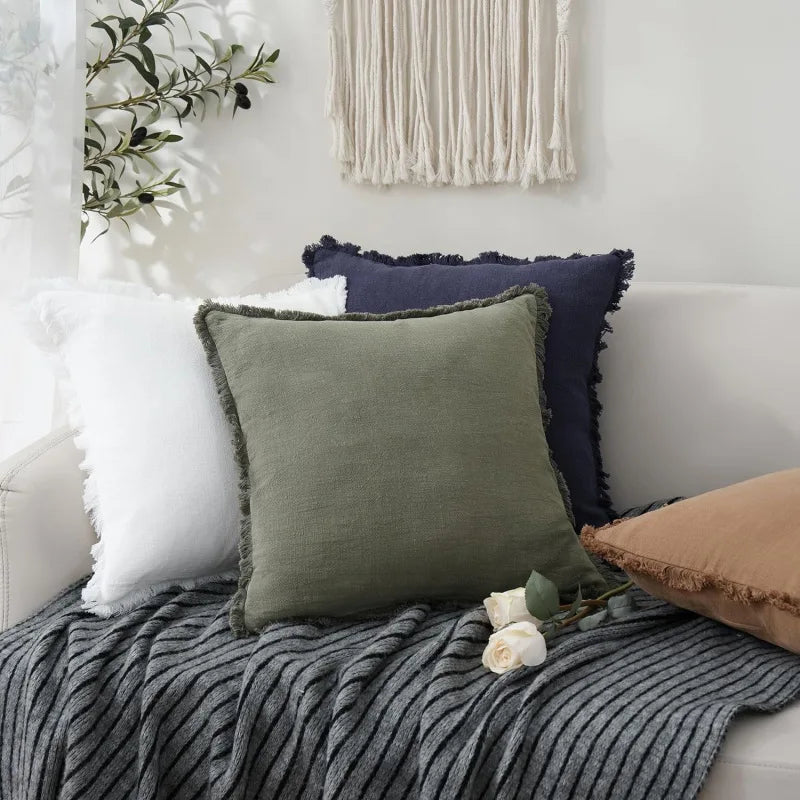 Decorative Nordic Frill Cotton & Linen Cushion Covers - 5 Colours