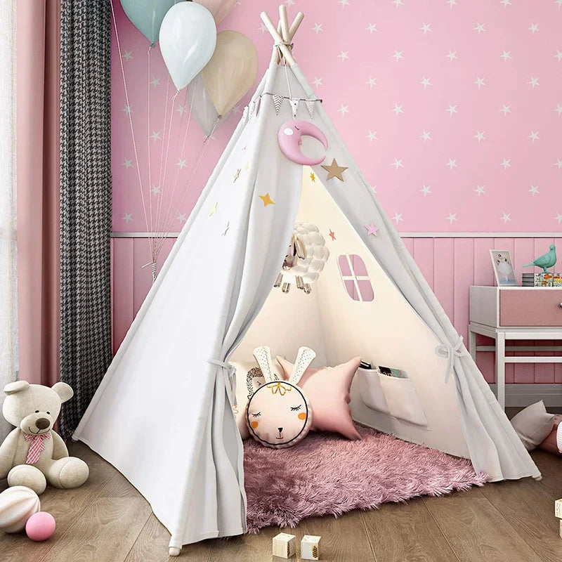 Large Indoor & Outdoor Tipi Play Tent for Children in White