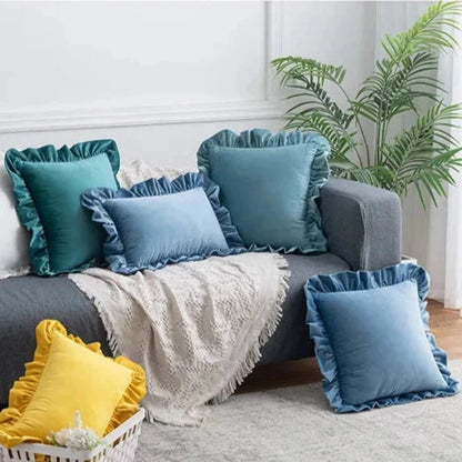 Decadent Velvet Cushion Covers with Ruffle - 16 Colours