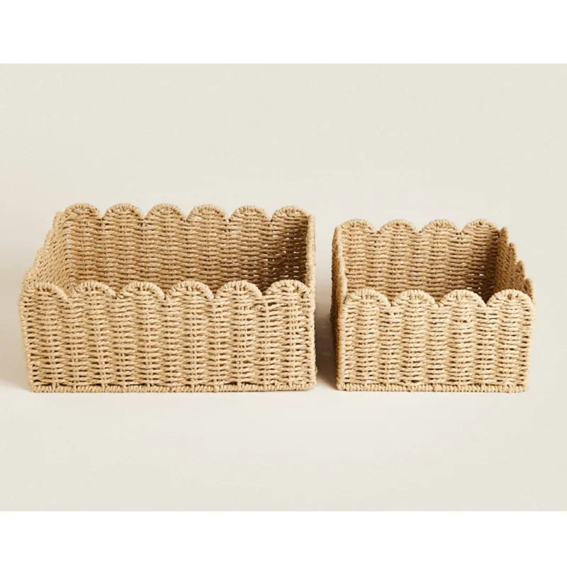 Lilly & Lula | Natural Scallop Woven Storage Basket - 2 Sizes