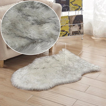 Soft & Fluffy Plush Faux Fur Sheepskin Long Pile Rug - White, Grey & Mink Brown Lilly & Lula