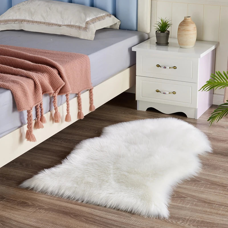 Soft & Fluffy Plush Faux Fur Sheepskin Long Pile Rug - White, Grey & Mink Brown Lilly & Lula