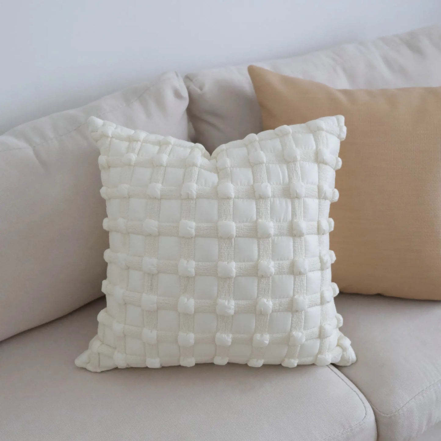 Modern Luxury Decorative Pom Pom Cushion Cover - White, Black, Grey & Brown