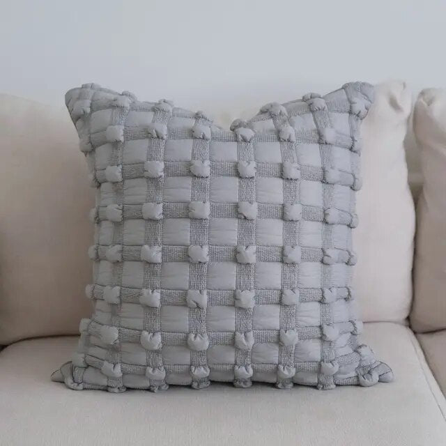 White pom pom cushion cover cheap