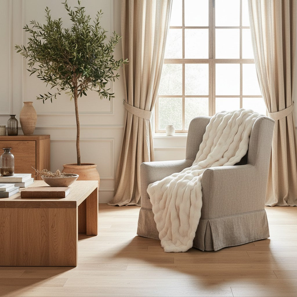 Super Soft Fluffy Luxury Rabbit Faux Fur Wave Throw - 4 Colours