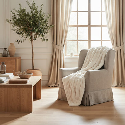 Super Soft Fluffy Luxury Rabbit Faux Fur Wave Throw - 4 Colours