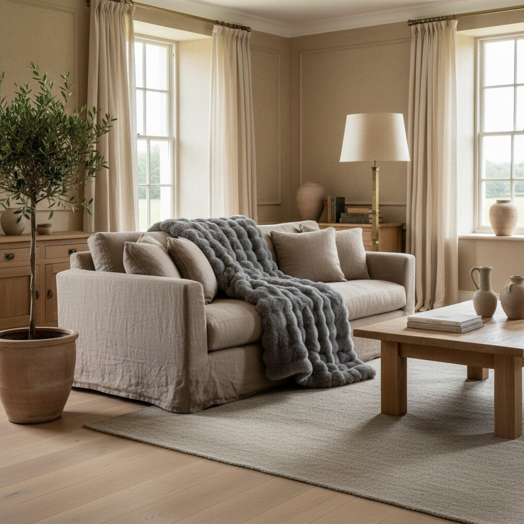 Super Soft Fluffy Luxury Rabbit Faux Fur Wave Throw - 4 Colours