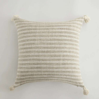 Traditional Beige & Checkered Decorative Cushion Covers with Tassel Detail - 2 Sizes Lilly & Lula