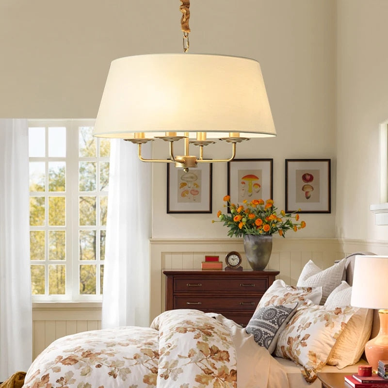 Traditional Farmhouse Vintage Chandelier 4-Light Pendant With Lampshade - Gold, Copper & Black Lilly & Lula