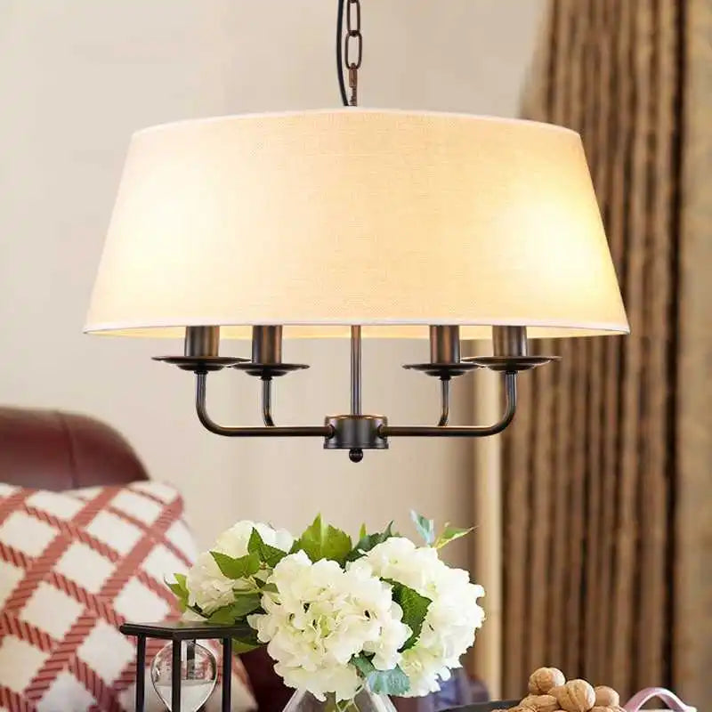 Traditional Farmhouse Vintage Chandelier 4-Light Pendant With Lampshade - Gold, Copper & Black Lilly & Lula