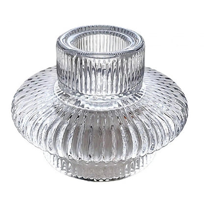 Versatile Scandi Minimalistic Ripple Clear Glass Candle Holder Lilly & Lula