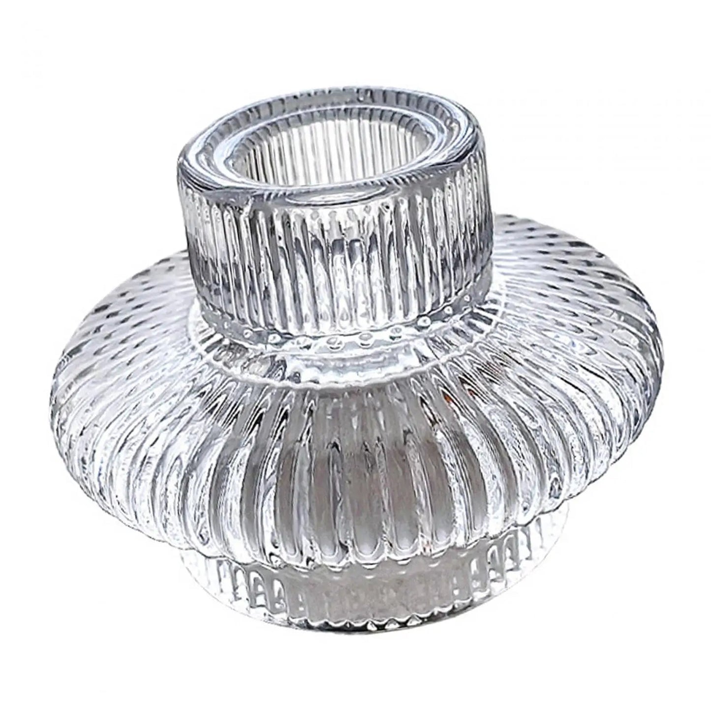 Versatile Scandi Minimalistic Ripple Clear Glass Candle Holder Lilly & Lula