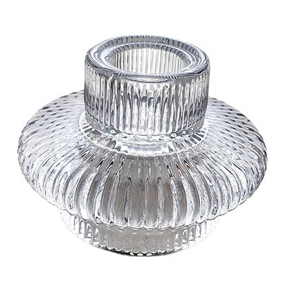 Versatile Scandi Minimalistic Ripple Clear Glass Candle Holder Lilly & Lula