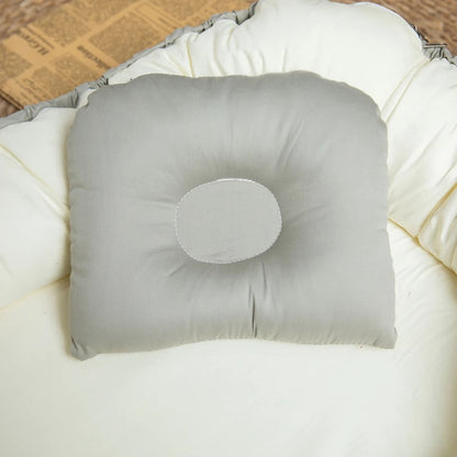 Grey Portable Padded Cotton Lounger Baby Nest Pod with Pillow