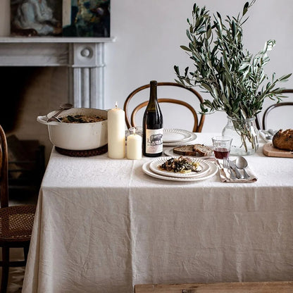 100% Pure Linen Tablecloths & Table Runners - White, Ivory, Beige & Grey