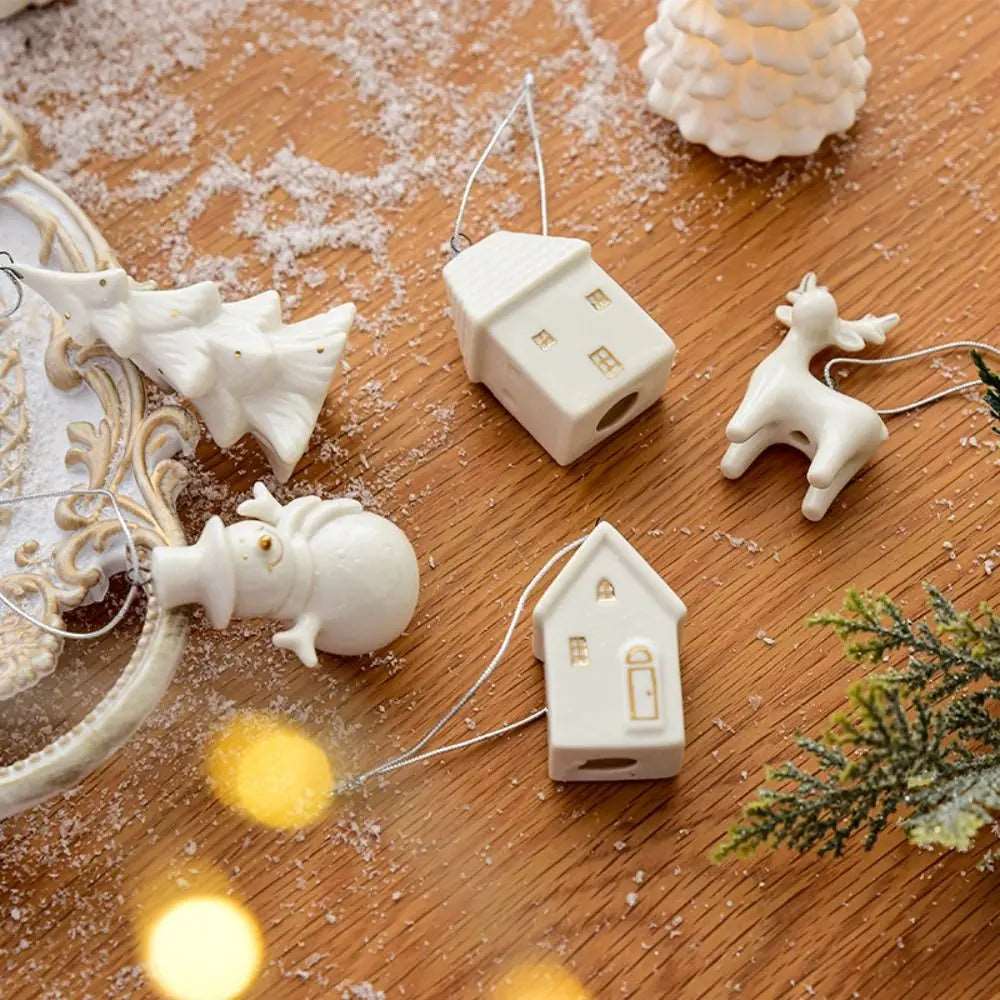 White Christmas Ceramic Ornament Decorations - 7 Styles Lilly & Lula