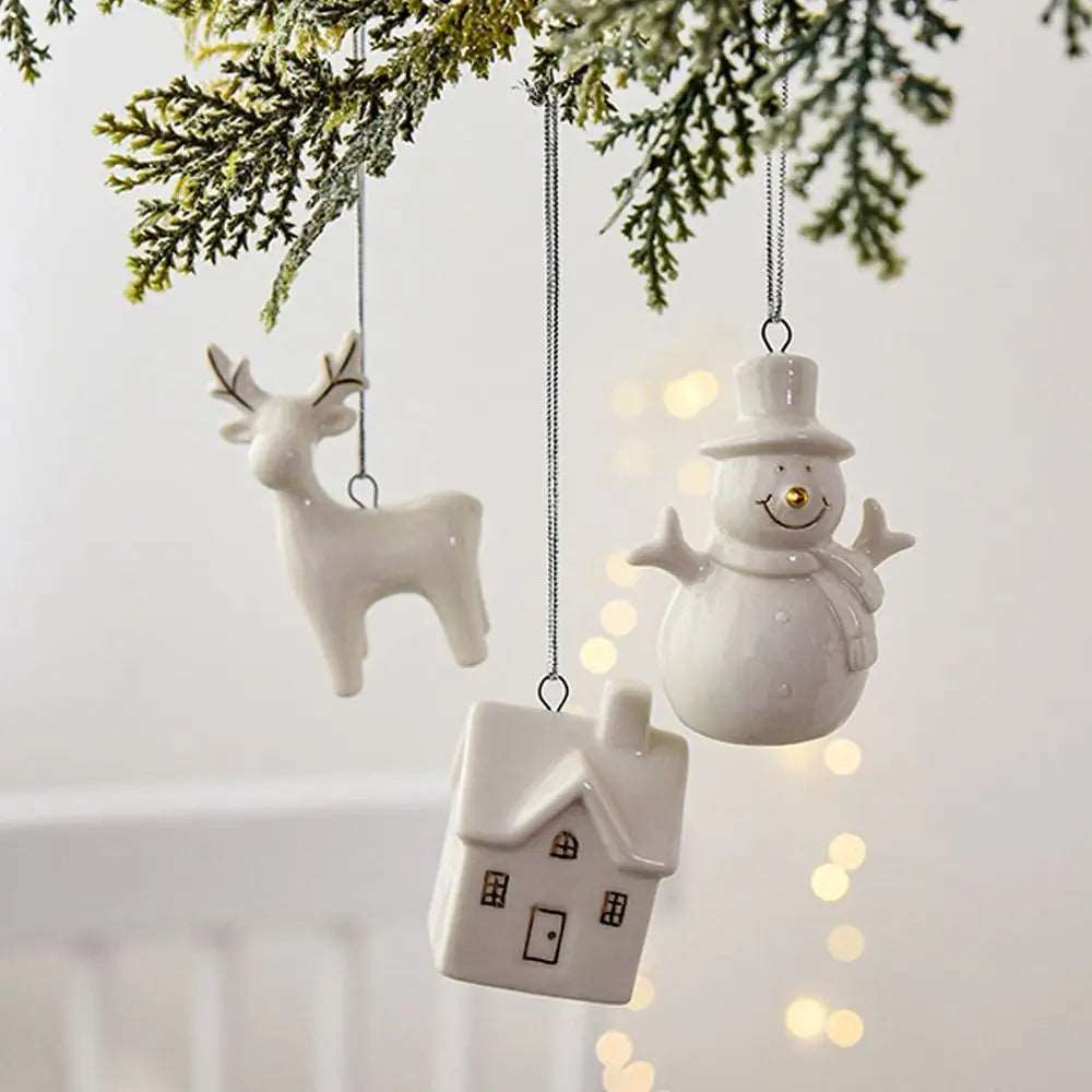 White Christmas Ceramic Ornament Decorations - 7 Styles Lilly & Lula