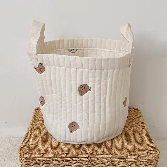 White Embroidered Cotton Baby Basket Storage Organisers - 4 Styles Lilly & Lula