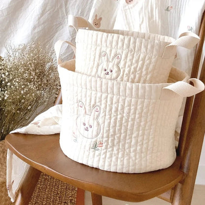 White Embroidered Cotton Baby Basket Storage Organisers - 4 Styles Lilly & Lula