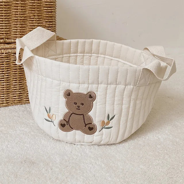 White Embroidered Cotton Baby Basket Storage Organisers - 4 Styles Lilly & Lula