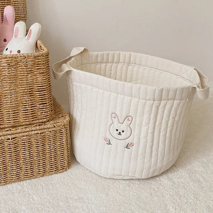 White Embroidered Cotton Baby Basket Storage Organisers - 4 Styles Lilly & Lula