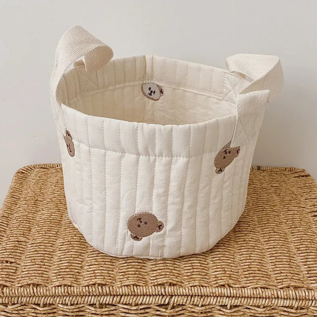 White Embroidered Cotton Baby Basket Storage Organisers - 4 Styles Lilly & Lula