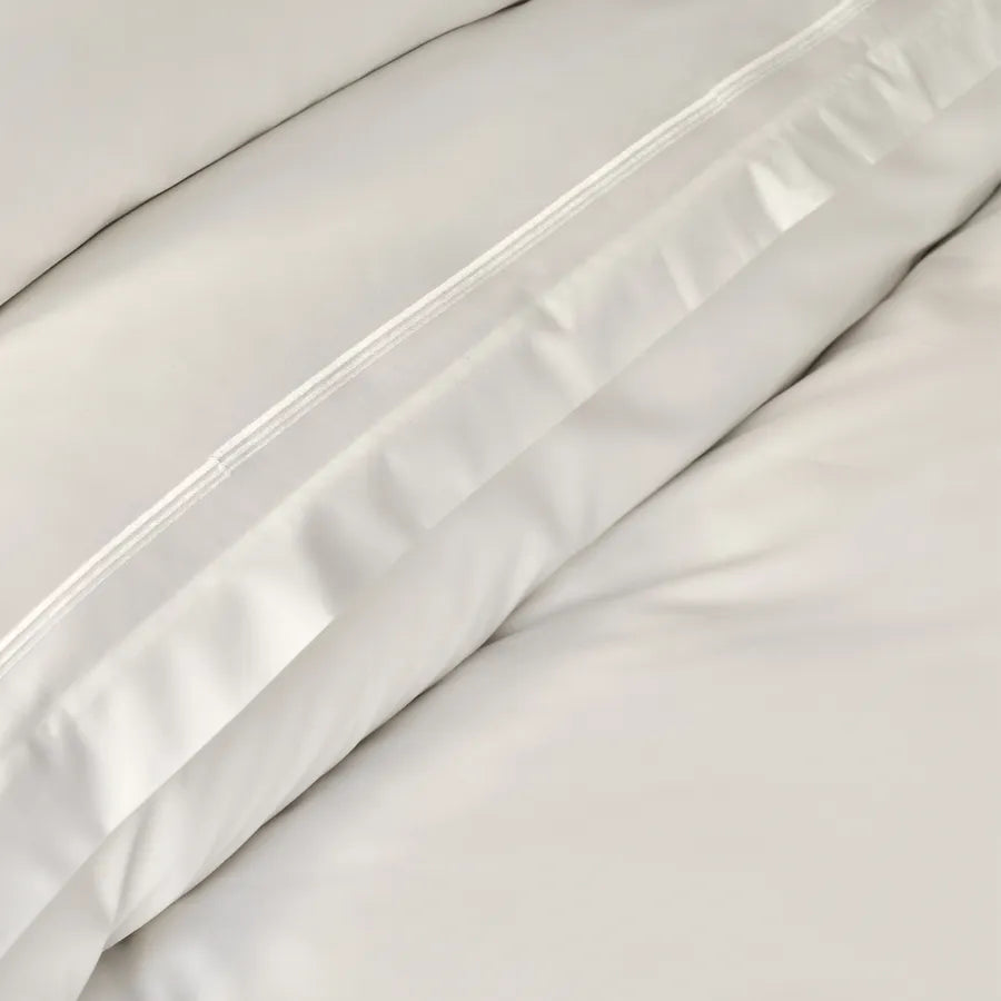 White Moonrise Percale Embroidered 100% Turkish Cotton Duvet Cover Set Lilly & Lula