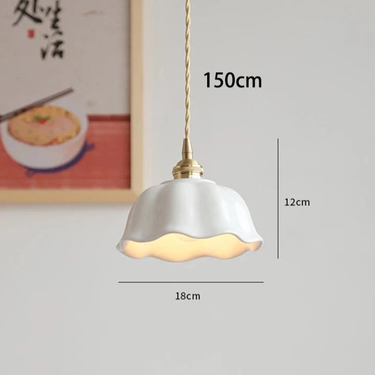 White Nordic Minimalist Scalloped LED Ceramic Ceiling Pendant Light Lilly & Lula