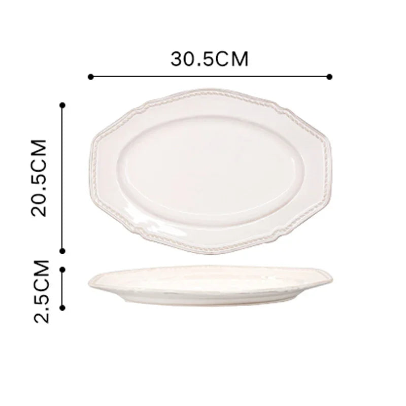 White Nordic Vintage Ceramic Dinner Plate, Bowl & Cup Set - 9 Sizes Lilly & Lula