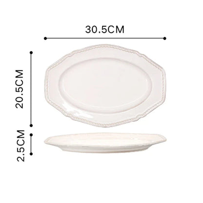 White Nordic Vintage Ceramic Dinner Plate, Bowl & Cup Set - 9 Sizes Lilly & Lula