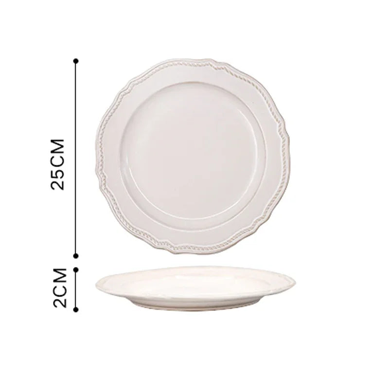 White Nordic Vintage Ceramic Dinner Plate, Bowl & Cup Set - 9 Sizes Lilly & Lula