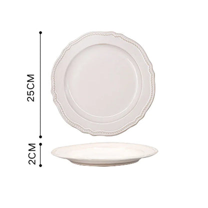 White Nordic Vintage Ceramic Dinner Plate, Bowl & Cup Set - 9 Sizes Lilly & Lula