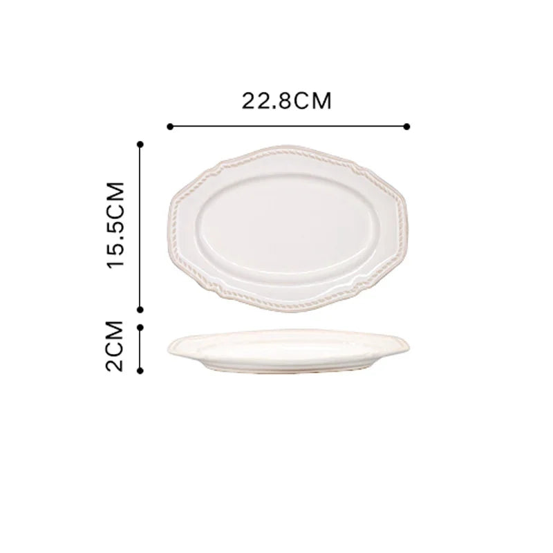 White Nordic Vintage Ceramic Dinner Plate, Bowl & Cup Set - 9 Sizes Lilly & Lula