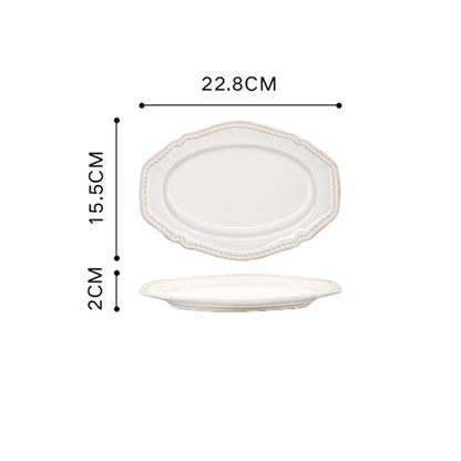 White Nordic Vintage Ceramic Dinner Plate, Bowl & Cup Set - 9 Sizes Lilly & Lula