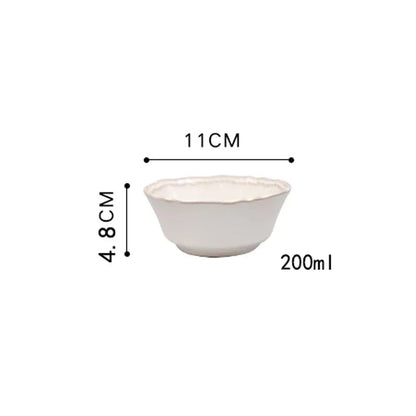 White Nordic Vintage Ceramic Dinner Plate, Bowl & Cup Set - 9 Sizes Lilly & Lula