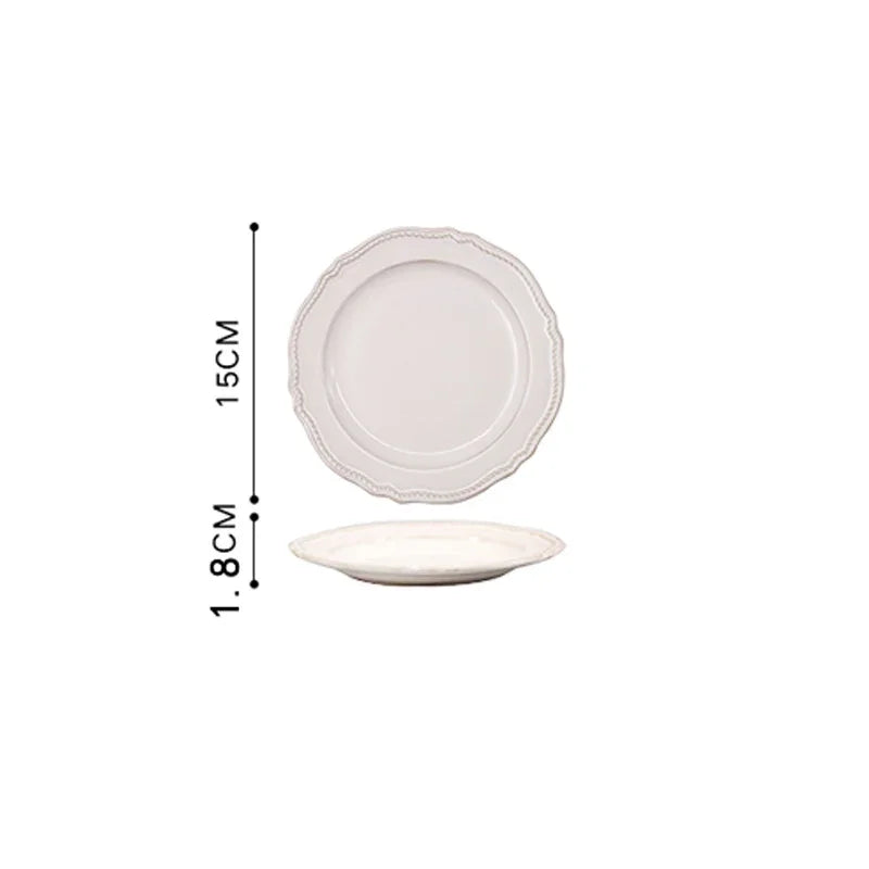 White Nordic Vintage Ceramic Dinner Plate, Bowl & Cup Set - 9 Sizes Lilly & Lula