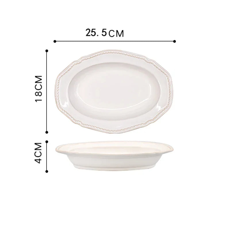 White Nordic Vintage Ceramic Dinner Plate, Bowl & Cup Set - 9 Sizes Lilly & Lula