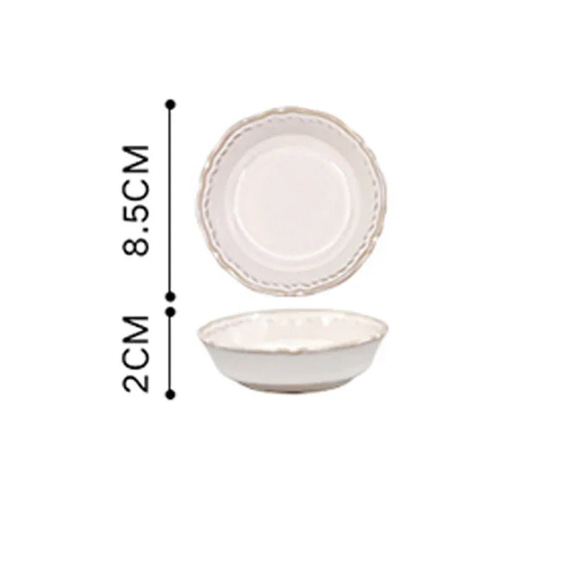 White Nordic Vintage Ceramic Dinner Plate, Bowl & Cup Set - 9 Sizes Lilly & Lula