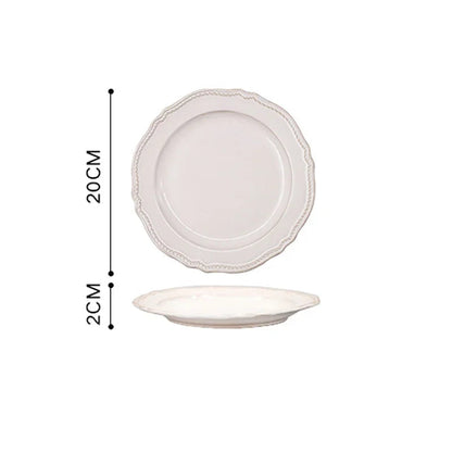 White Nordic Vintage Ceramic Dinner Plate, Bowl & Cup Set - 9 Sizes Lilly & Lula