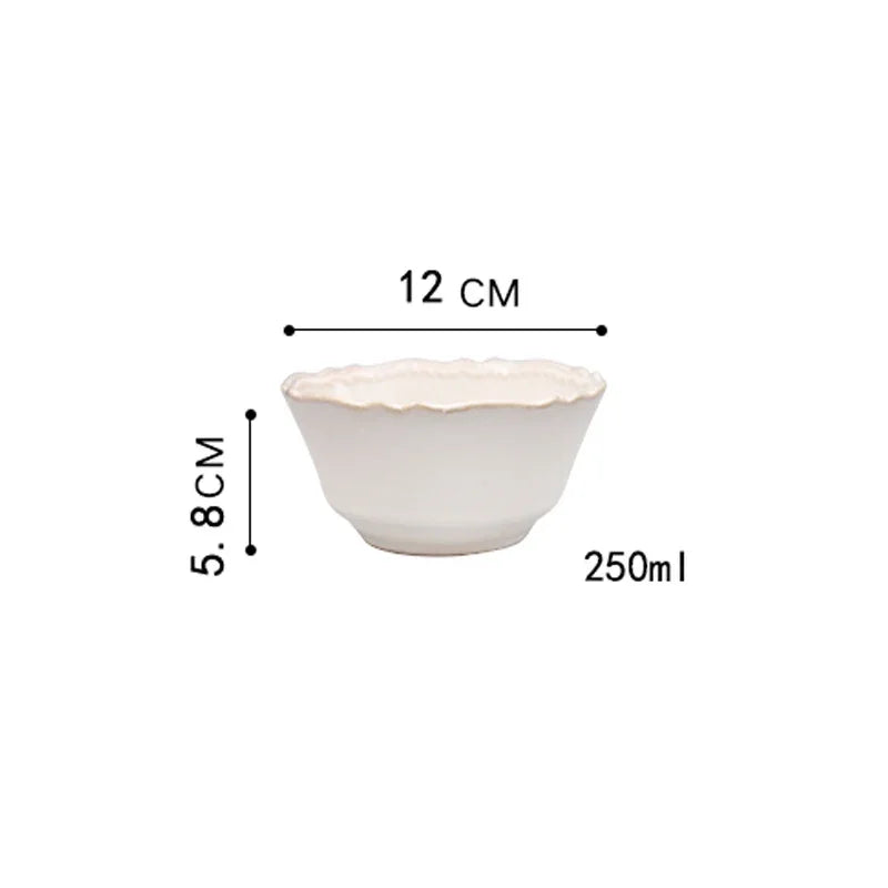 White Nordic Vintage Ceramic Dinner Plate, Bowl & Cup Set - 9 Sizes Lilly & Lula